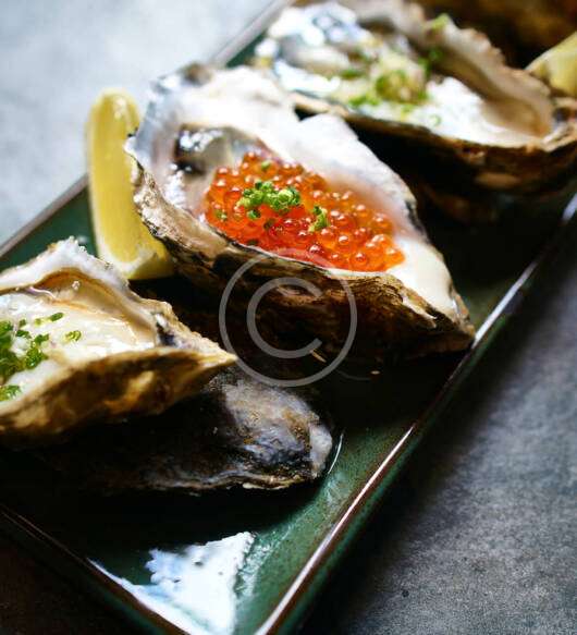 Oysters With Salmon Roe